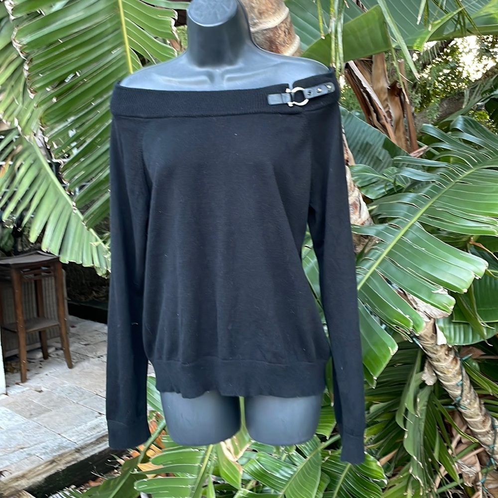 Ralph Lauren off the shoulder, buckle top or sweater